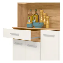 Armário Cozinha Magazin 120 7 Portas 1 Gaveta Nicioli Cor Freijó/off White Cristal Foto mini 4