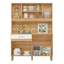 Armário Cozinha Magazin 120 7 Portas 1 Gaveta Nicioli Cor Freijó/off White Cristal Foto mini 3