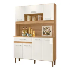 Armário Cozinha Magazin 120 7 Portas 1 Gaveta Nicioli Cor Freijó/off White Cristal Foto mini 1
