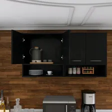 Armário Cozinha Parede Suspenso Organizador Ingredientes Cor Preto Foto mini 4