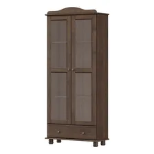 Armário Cristaleira Finestra Madeira Maciça 85 cm 8932 Café Foto  mini 1