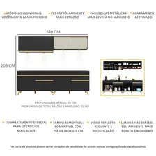 Armário de Cozinha Compacta 240cm com Leds Veneza Up Multimóveis V2021 Preto/Dourado Foto mini 3