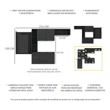 Armário de Cozinha Compacta com Mesa Dobrável Sofia Multimóveis V2008 Preto Foto mini  3