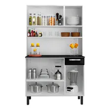 Armário De Cozinha Compacta Itatiaia Rose 6 Portas 1 Gaveta Cor Branco com Preto Foto mini 3