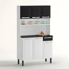 Armário De Cozinha Compacta Itatiaia Rose 6 Portas 1 Gaveta Cor Branco com Preto Foto mini 1
