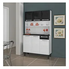 Armário De Cozinha Compacta Itatiaia Rose 6 Portas 1 Gaveta Cor Branco com Preto Foto mini 2
