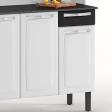 Armário De Cozinha Compacta Itatiaia Rose 6 Portas 1 Gaveta Cor Branco com Preto Foto mini 4