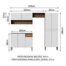 Armário De Cozinha Compacta Madesa Emilly Pop Com Balcão Cor Branco/Rustic Foto mini 4