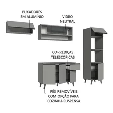 Armário De Cozinha Completa 260cm Cinza Nice Madesa 03 Foto mini 4