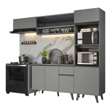 Armário De Cozinha Completa 260cm Cinza Nice Madesa 03 Foto mini 1
