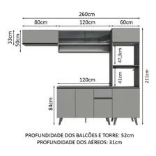 Armário De Cozinha Completa 260cm Cinza Nice Madesa 03 Foto mini 3