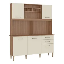 Armário De Cozinha Completa Bela Com 5 Portas E 2 Gavetas Compacta Cor Carvalho Champanhe Foto mini 2