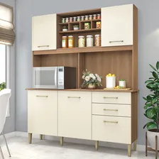Armário De Cozinha Completa Bela Com 5 Portas E 2 Gavetas Compacta Cor Carvalho Champanhe Foto mini 1