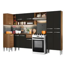 Armário de Cozinha Completa de Canto 353cm Rustic/Preto Emilly Sun Madesa 01 Foto  mini 1