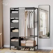 Armário, guarda-roupa, organizador de guarda-roupa com cortina preta Foto mini 2