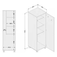 Armário Multiuso Turin 1 Porta 3 Prateleiras Branco Foto mini 4