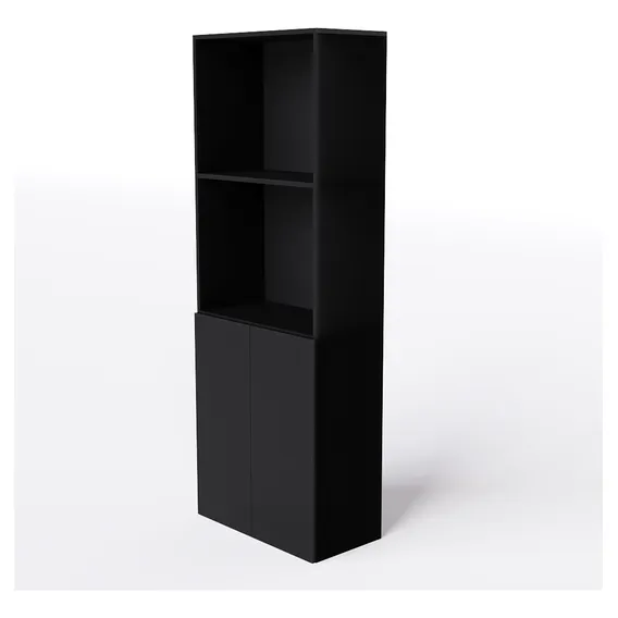 Armário Para Escritório Alto Com Portas Baixa Preto Foto 1