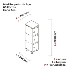 Armario Roupeiro 3 Portas Aço Mgrp 501/3 Foto mini  3