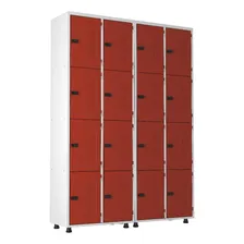 Armário Roupeiro Aço 16 Portas Trinco Vermelho Foto mini 1