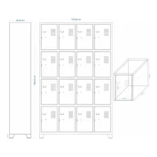 Armário Roupeiro De Aço 16 Portas Locker Cinza Com Preto Cor Cinza Cristal Com Preto Foto mini  2