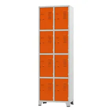 Armario Roupeiro De Aço 8 Portas Locker Cinza Com Laranja Cor Cinza Cristal Com Laranja Foto  mini 1