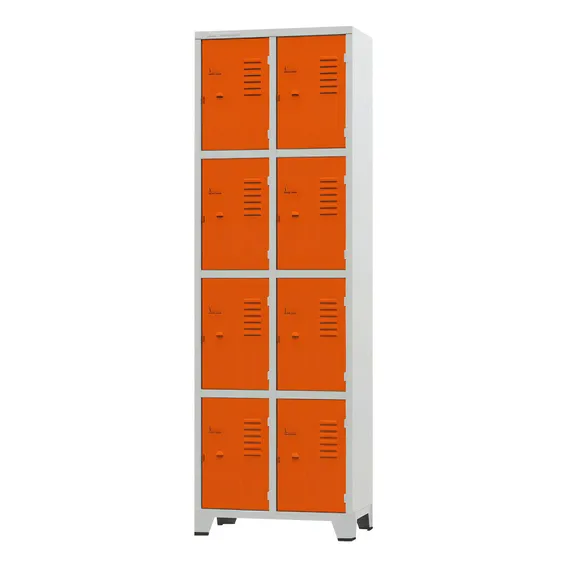 Armario Roupeiro De Aço 8 Portas Locker Cinza Com Laranja Cor Cinza Cristal Com Laranja Foto 1