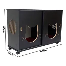 Armário Sanitário Duplo Banheiro Gatos Gatil Sanitario Félix Cor Preto Foto mini  2