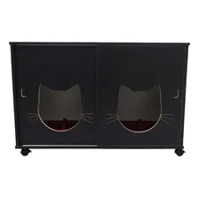 Armário Sanitário Duplo Banheiro Gatos Gatil Sanitario Félix Cor Preto Foto  mini 1