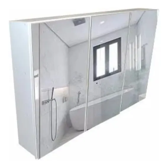 Armário Superior Banheiro Com Espelho Mdf Espelheira 75x70 Cor Branco Foto 1