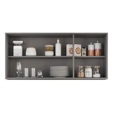 Armários Cozinha Aéreo 3 Portas 120cm Kit 2 Honduras Cinza Foto mini 3