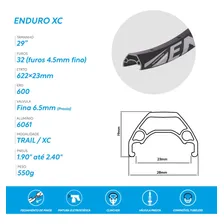 Aro 29 Enduro Xc 32 Furos Tubeless Ready Flay Rims Foto mini 3