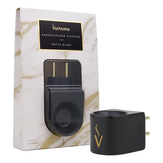 Aromatizador Elétrico Matte Black De Porcelana - Via Aroma Foto 1