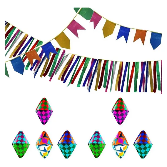 Arraiá Perfeito Kit 6 Peças Para Festa Junina Fitas Bocão Foto 1