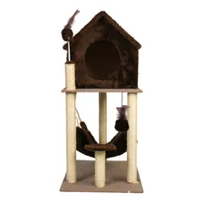 Arranhador Gato Casa Dois Andares com rede Cor Marrom Foto mini 1