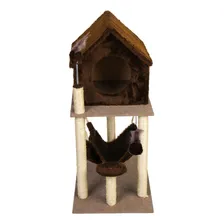 Arranhador Gato Casa Dois Andares com rede Cor Marrom Foto mini 3