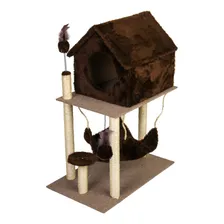 Arranhador Gato Casa Dois Andares com rede Cor Marrom Foto mini 2