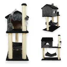 Arranhador Kit 2 Casa Playground Poste Brinquedo Sisal Gato Cor Cinza Foto mini 2