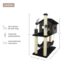 Arranhador Kit 2 Casa Playground Poste Brinquedo Sisal Gato Cor Cinza Foto mini 3