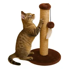 Arranhador Para Gatos Poste Com Brinquedo Cor Marrom Foto mini  2