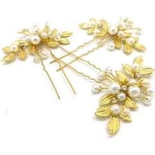 Arranjo Enfeite Dourado Cabelo Noiva Perola Dama Debutante Foto mini  2