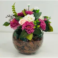 Arranjo Flores Artificial Rosas Com Vaso Foto mini  2