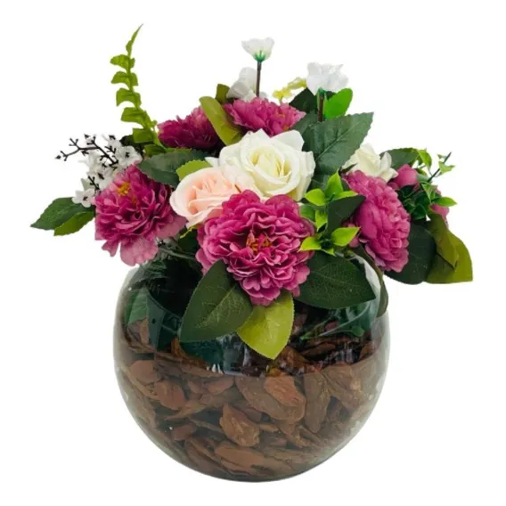 Arranjo Flores Artificial Rosas Com Vaso Foto 1