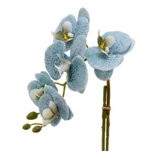 Arranjo Orquídea Silicone Com Vaso Vidro Ônix Espelhado Cor Azul Foto mini  2