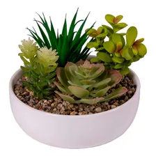 Arranjo Permanente Planta Artificial Suculenta Plástico Vaso Cor Verde Foto mini 1