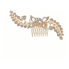 Arranjo Tiara Strass Noiva Madrinha Luxo Brilhoso Borboleta Cor Dourado Foto mini 1