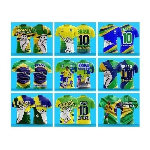 Arte Camisa Brasil Personalizada Copa Do Mundo 2022 Vetor Foto 1