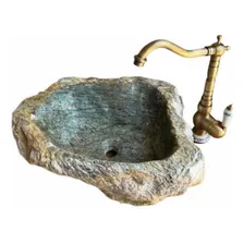 Arte Pedra Cuba de pedra Pia Banheiro Lavabo Acabamento Rústico Foto mini 1