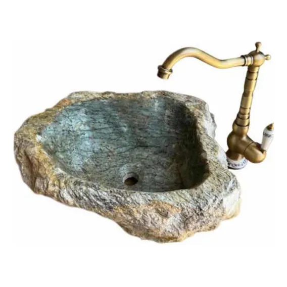 Arte Pedra Cuba de pedra Pia Banheiro Lavabo Acabamento Rústico Foto 1