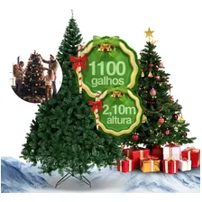 Árvore De Natal Premium Luxo 210m Pinheiro Cheia 1100 Galhos Cor Verde Foto mini  3