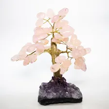 Árvore Pedra Natural Quartzo Rosa Base Drusa Ametista 15cm Foto mini 1